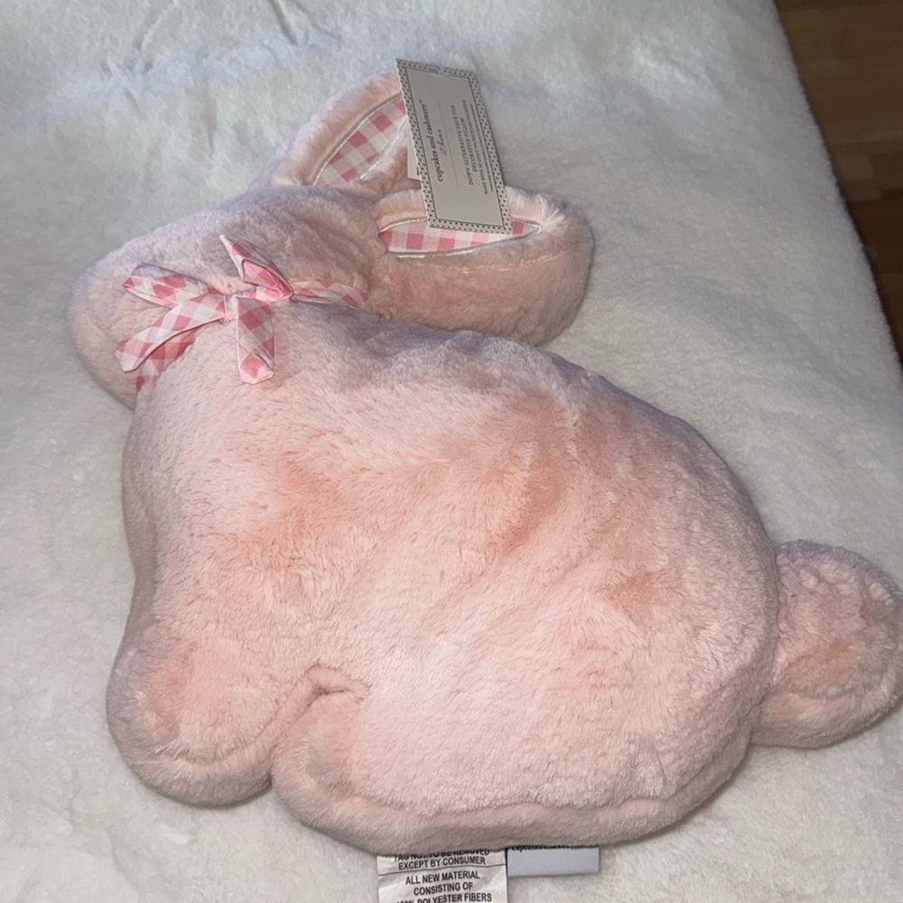 Cupcakes and Cashmere Easter Rabbit Bunny Shaped Decorative Pillow pink  New